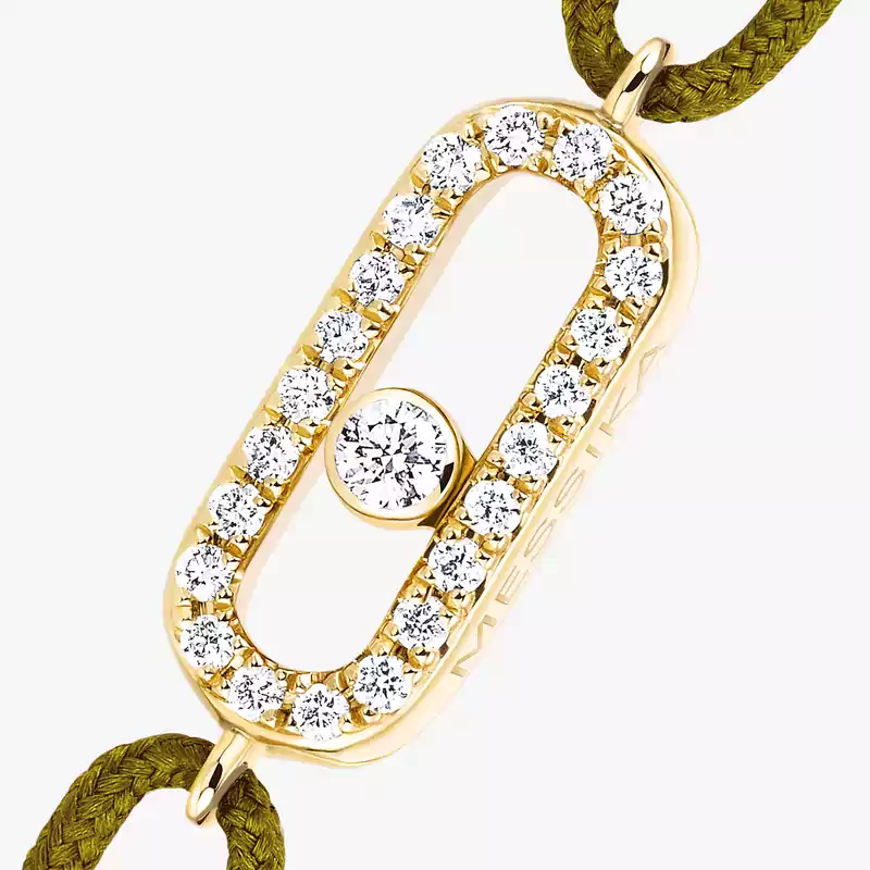 Move Uno Khaki Cord Bracelet Yellow Gold For Her Diamond Bracelet 13860-YG