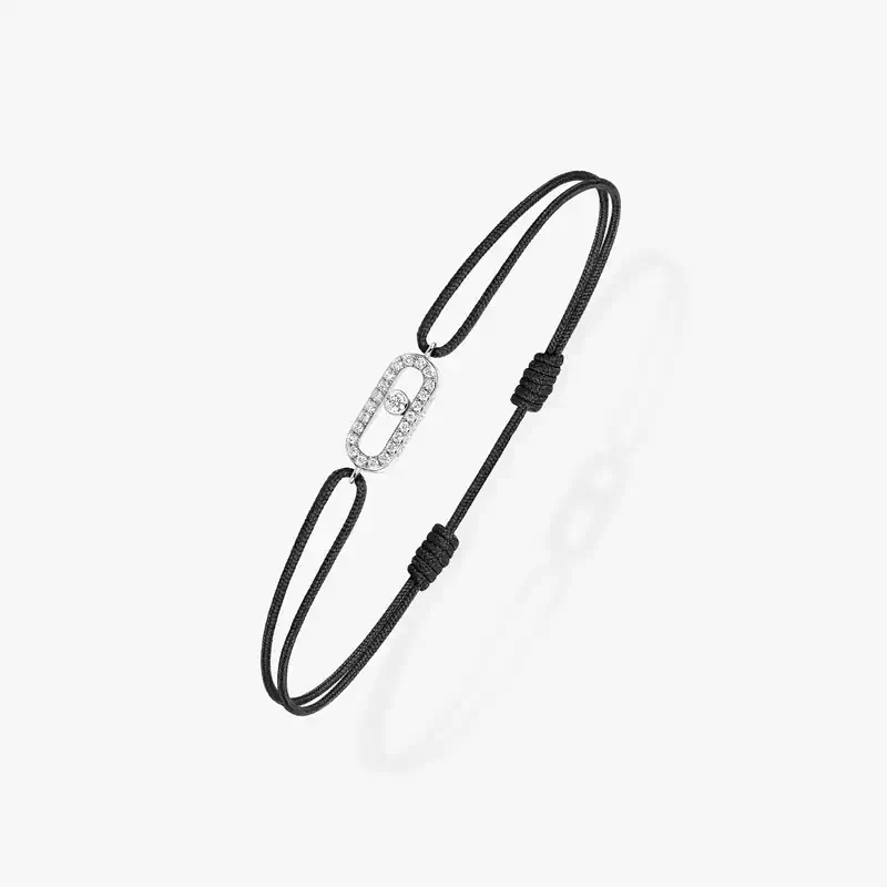 Move Uno Black Cord Bracelet White Gold For Her Diamond Bracelet 13209-WG