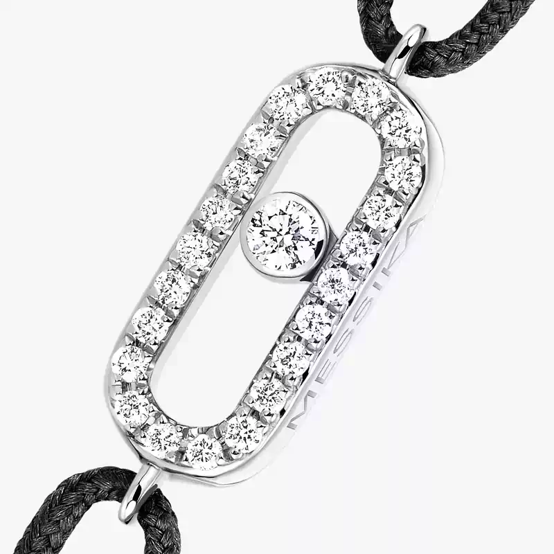 Move Uno Black Cord Bracelet White Gold For Her Diamond Bracelet 13209-WG