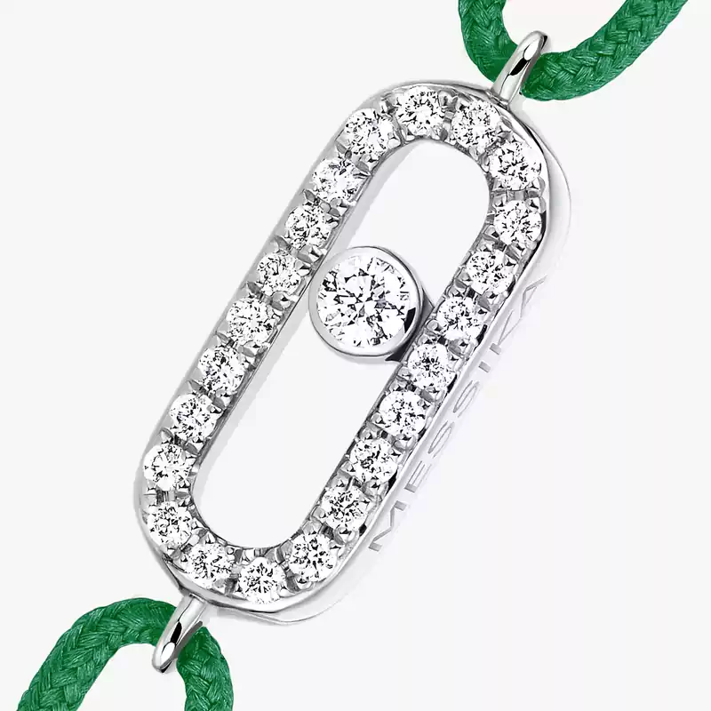 Move Uno Green Cord Bracelet White Gold For Her Diamond Bracelet 13862-WG