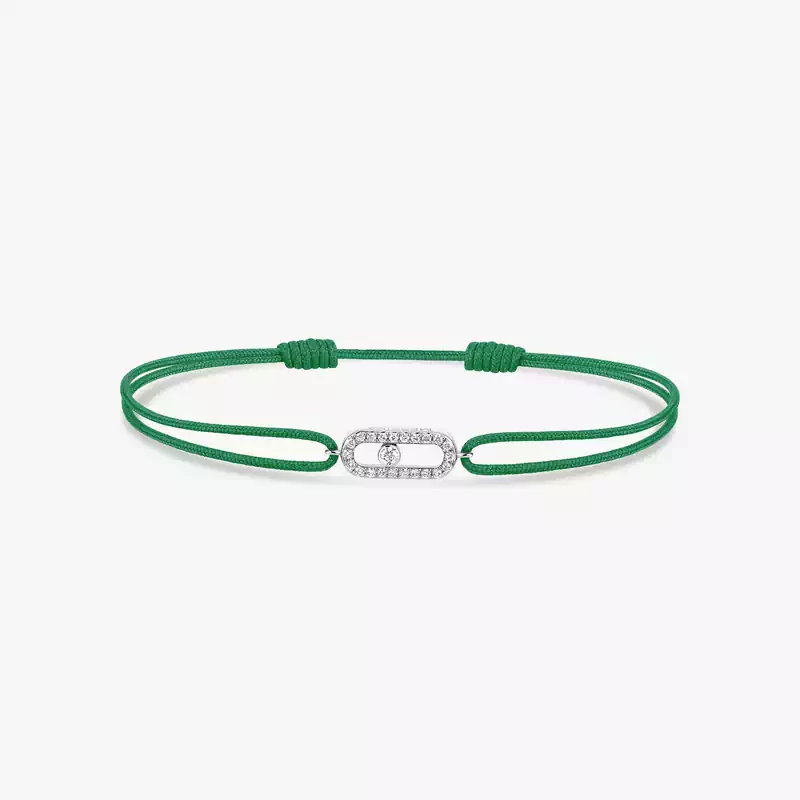 Move Uno Green Cord Bracelet White Gold For Her Diamond Bracelet 13862-WG