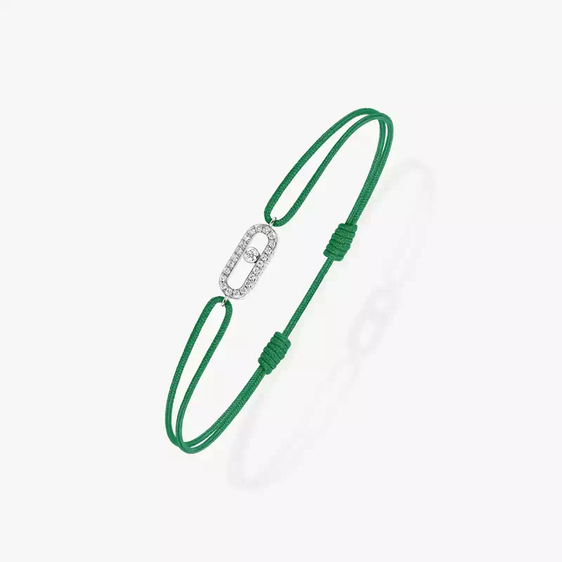 Move Uno Green Cord Bracelet White Gold For Her Diamond Bracelet 13862-WG