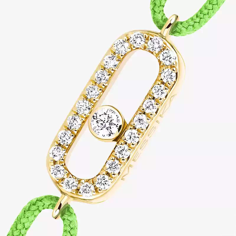 Move Uno Neon Green Cord Bracelet Yellow Gold For Her Diamond Bracelet 14372-YG