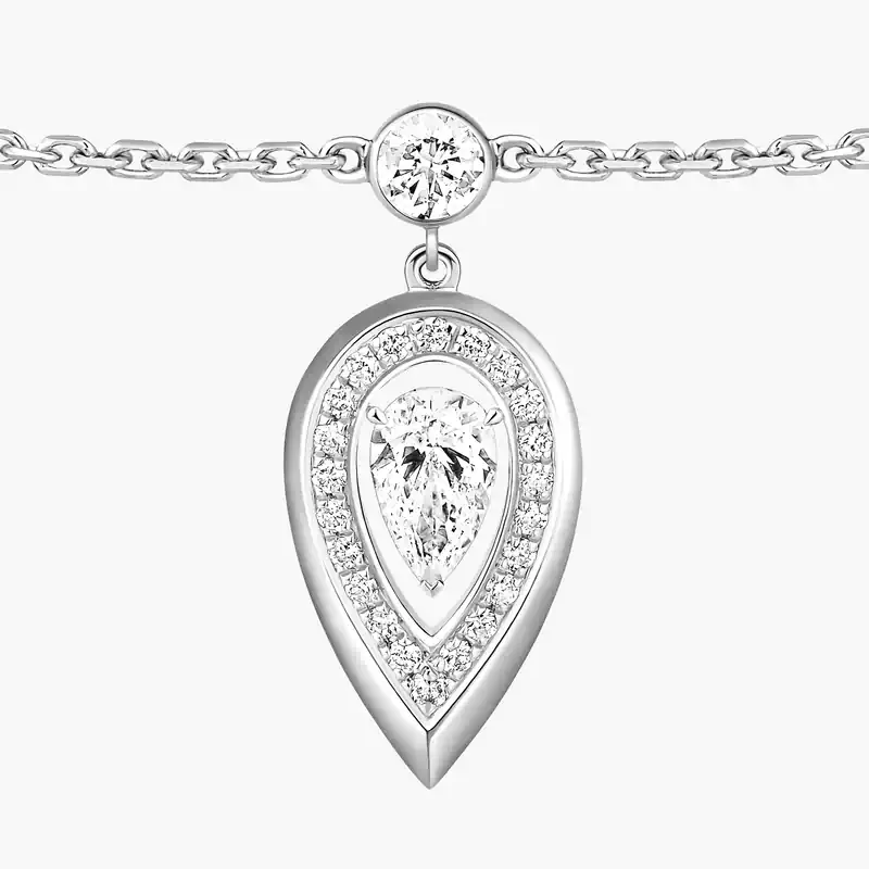 Bracelet Femme Or Blanc Diamant Bracelet de cheville Fiery 14138-WG