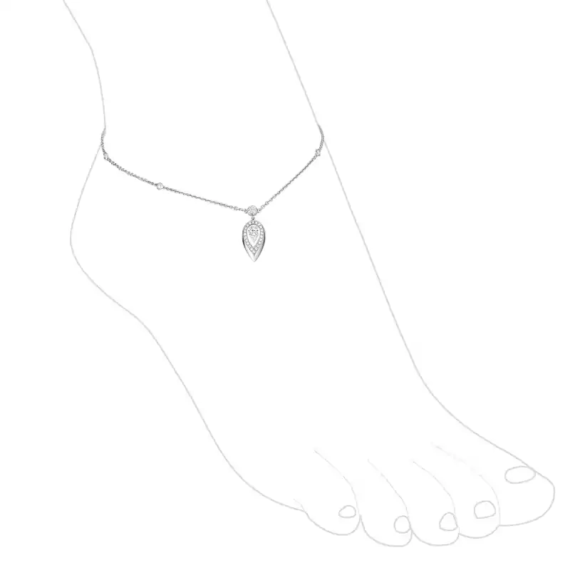 Bracelet Femme Or Blanc Diamant Bracelet de cheville Fiery 14138-WG
