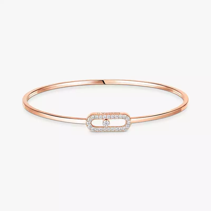 Bracelet For Her Pink Gold Diamond Jonc Flex Move Uno Pavé 11134-PG