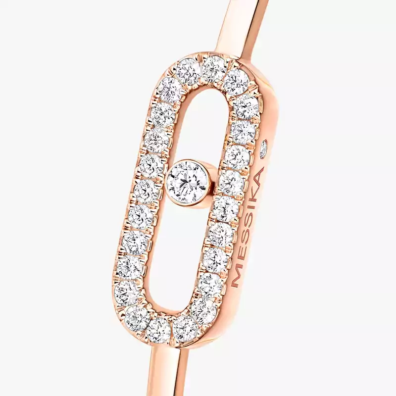 Bracelet For Her Pink Gold Diamond Jonc Flex Move Uno Pavé 11134-PG