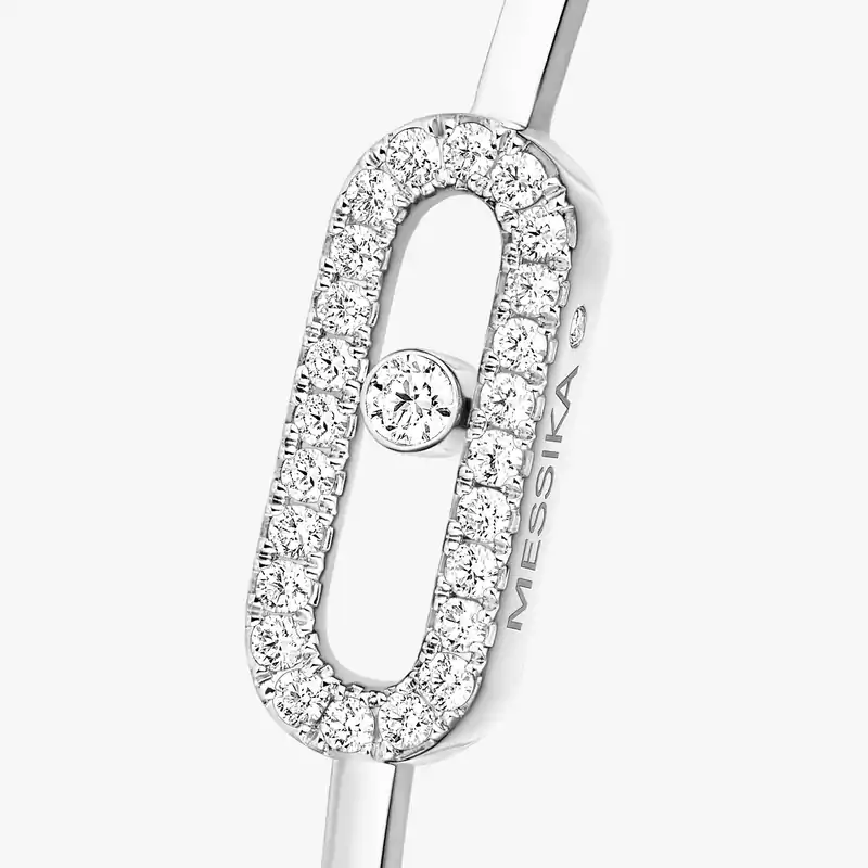 Bracelet Femme Or Blanc Diamant Jonc Flex Move Uno Pavé 11134-WG