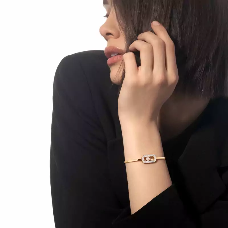 Bracelet Femme Or Jaune Diamant Jonc So Move Pavé 13428-YG