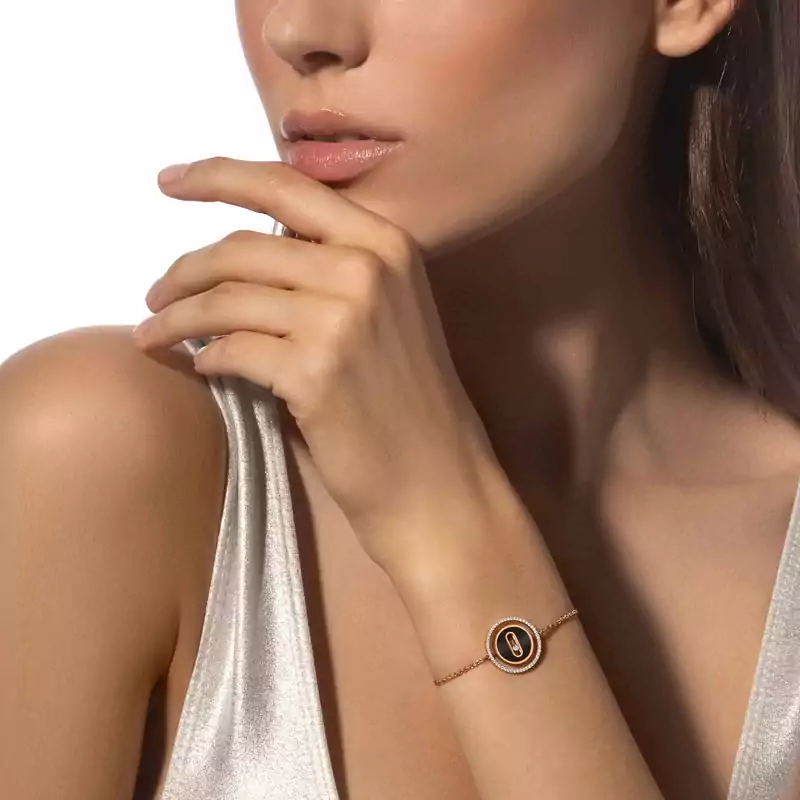Lucky Move SM Onyx Pink Gold For Her Diamond Bracelet 12318-PG