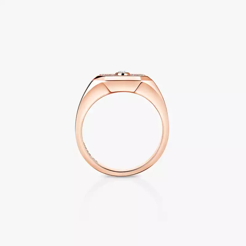 Bague Mixte Or Rose Diamant Chevalière Move Joaillerie Pavée 13654-PG