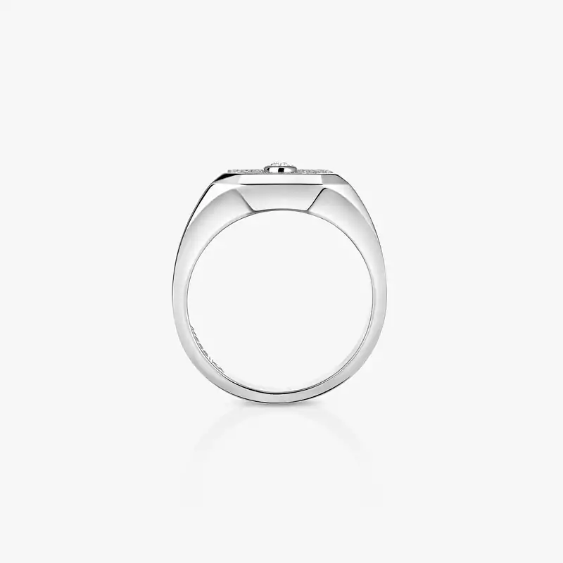 Move Joaillerie Pavé Signet Ring White Gold Mixed Diamond Ring 13654-WG