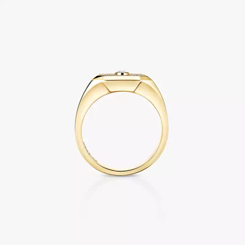 Move Joaillerie Pavé Signet Ring Yellow Gold Mixed Diamond Ring 13654-YG