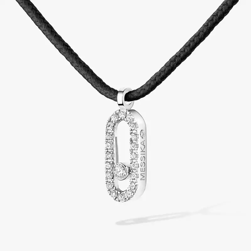 Messika CARE(S) Black Cord Pavé Necklace White Gold For Her Diamond Necklace 14142-WG
