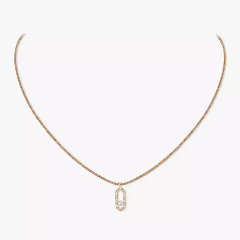 Messika CARE(S) Beige Cord Pavé Necklace Yellow Gold For Her Diamond Necklace 14105-YG