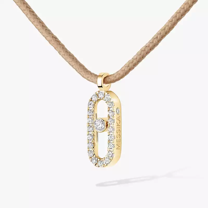 Messika CARE(S) Beige Cord Pavé Necklace Yellow Gold For Her Diamond Necklace 14105-YG