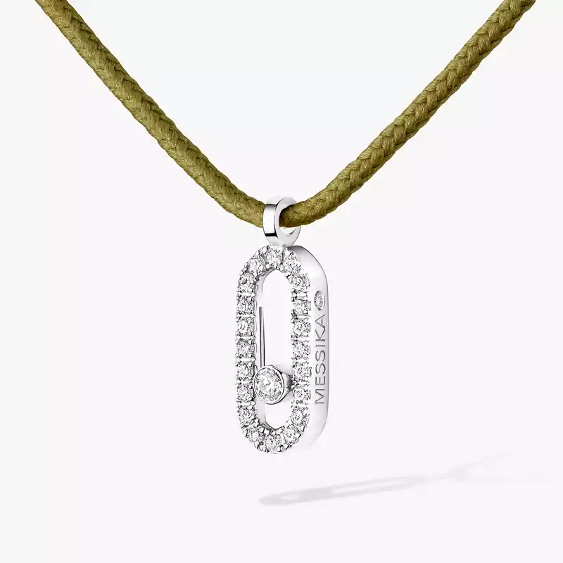Collier Femme Or Blanc Diamant Cordon Messika CARE(S) Kaki Pavé 14103-WG
