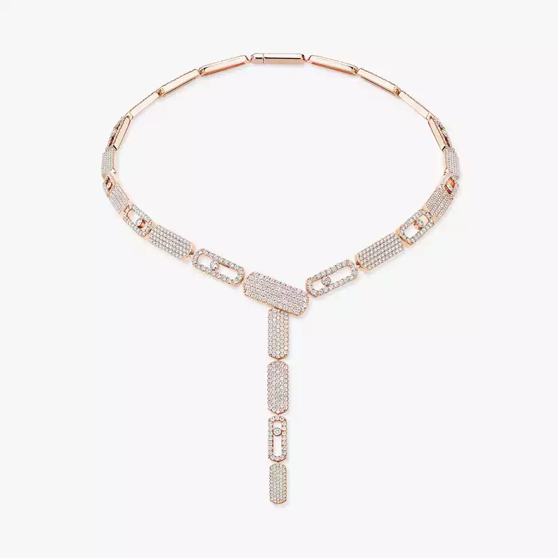 Imperial Move LM Pavé Tie Necklace Pink Gold For Her Diamond Necklace 14151-PG
