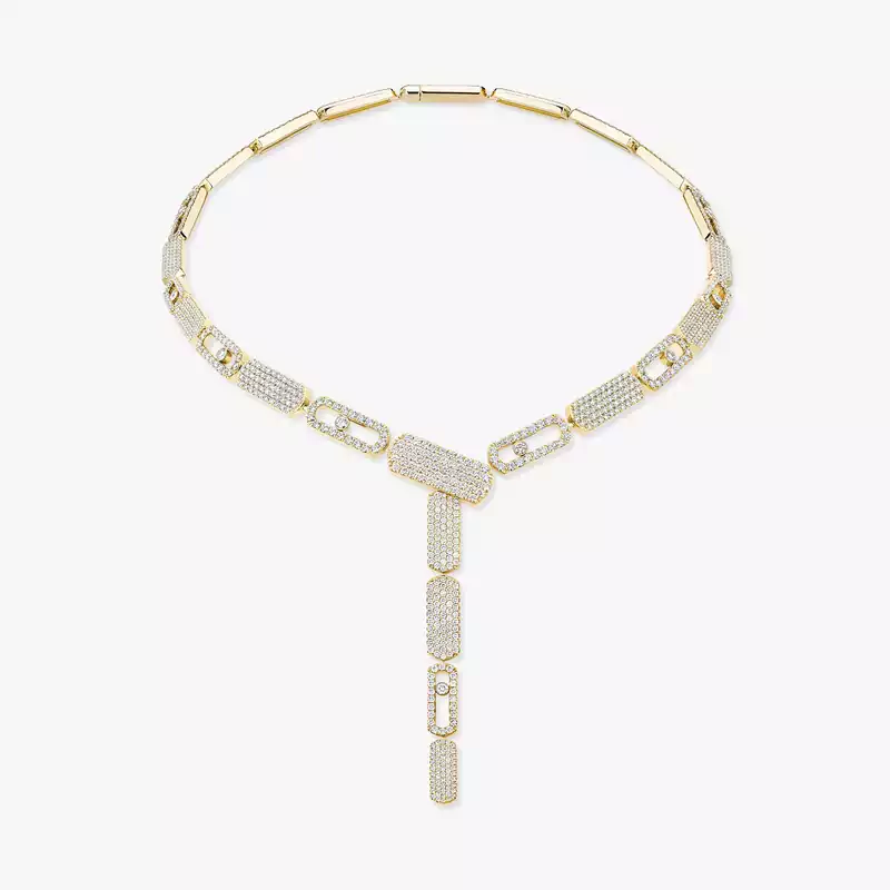 Imperial Move LM Pavé Tie Necklace Yellow Gold For Her Diamond Necklace 14151-YG