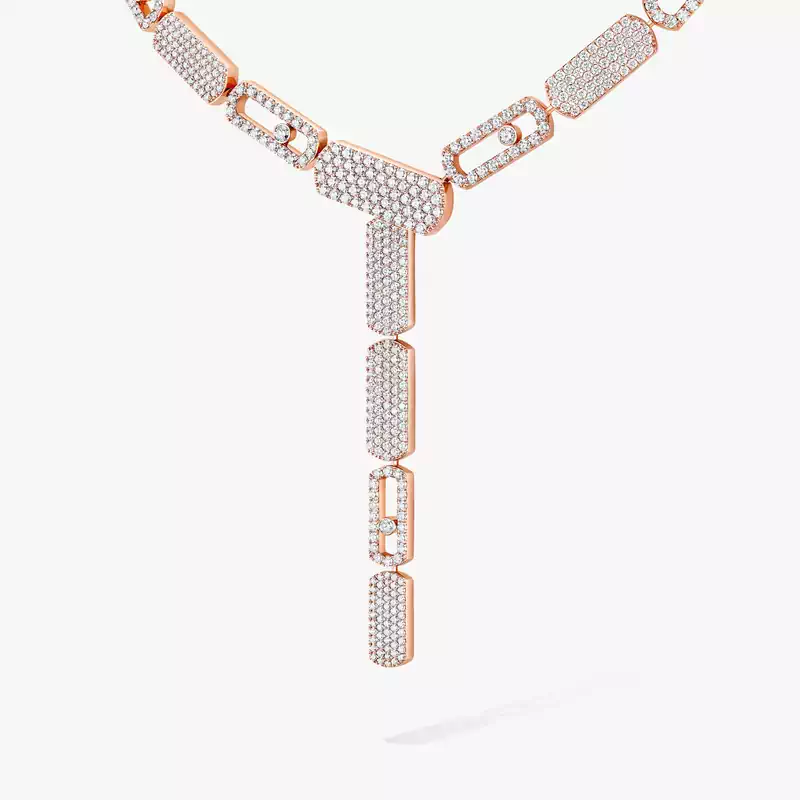 Imperial Move LM Pavé Tie Necklace Pink Gold For Her Diamond Necklace 14151-PG