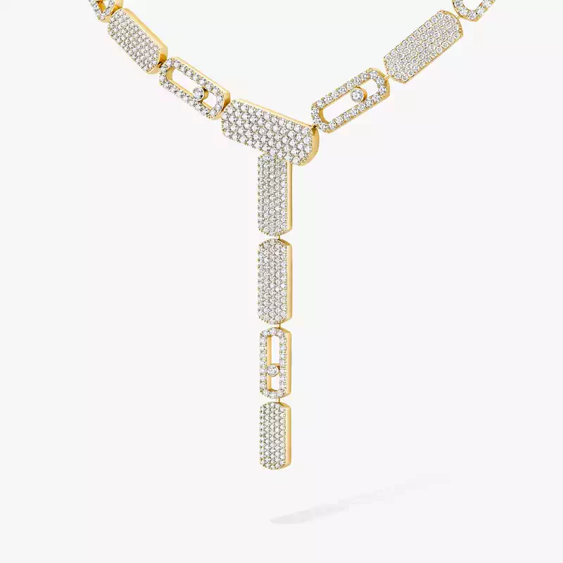 Imperial Move LM Pavé Tie Necklace Yellow Gold For Her Diamond Necklace 14151-YG