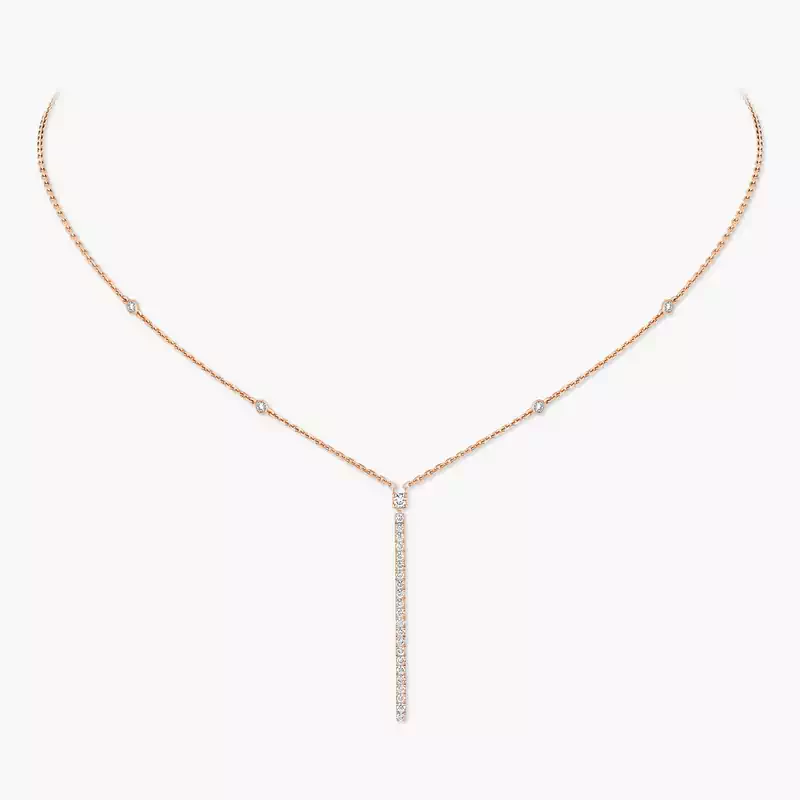 Gatsby Vertical Bar Pink Gold For Her Diamond Necklace 05448-PG