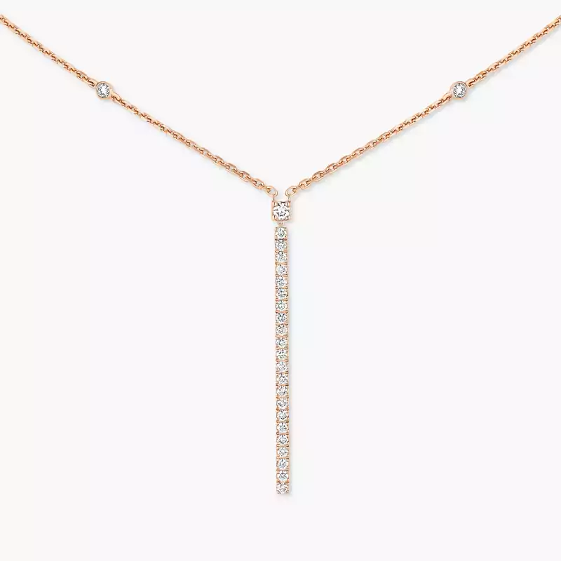Gatsby Vertical Bar Pink Gold For Her Diamond Necklace 05448-PG