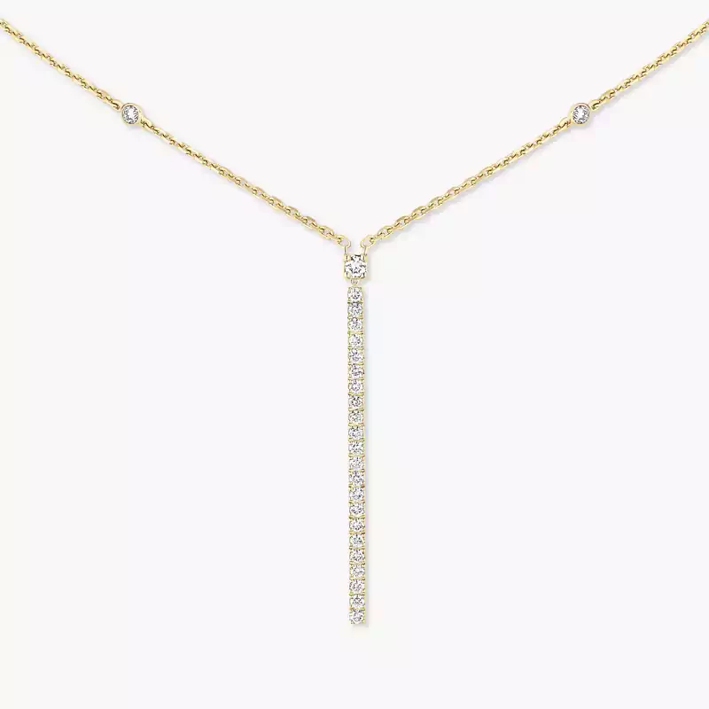 Gatsby Vertical Bar Yellow Gold For Her Diamond Necklace 05448-YG
