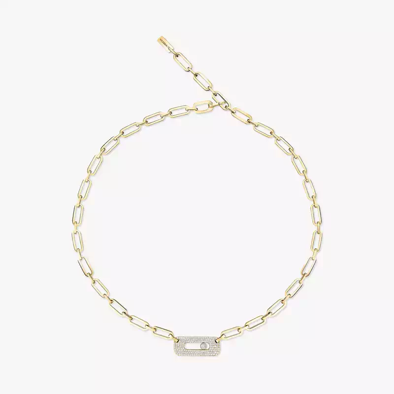 Move Link Necklace Yellow Gold For Her Diamond Necklace 12095-YG