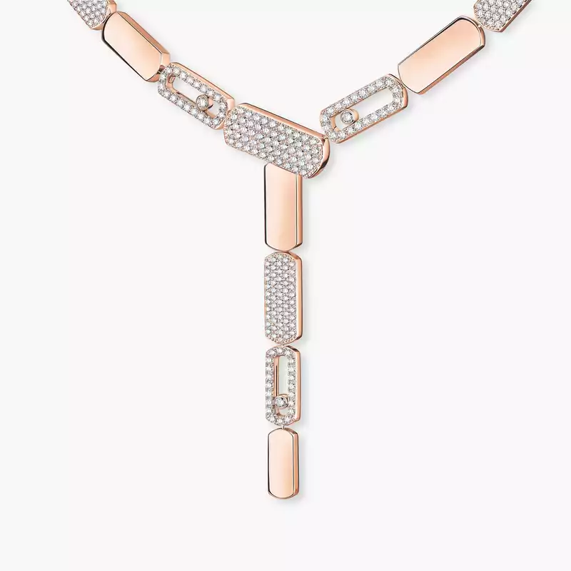 Imperial Move LM Tie Necklace Pink Gold For Her Diamond Necklace 13726-PG