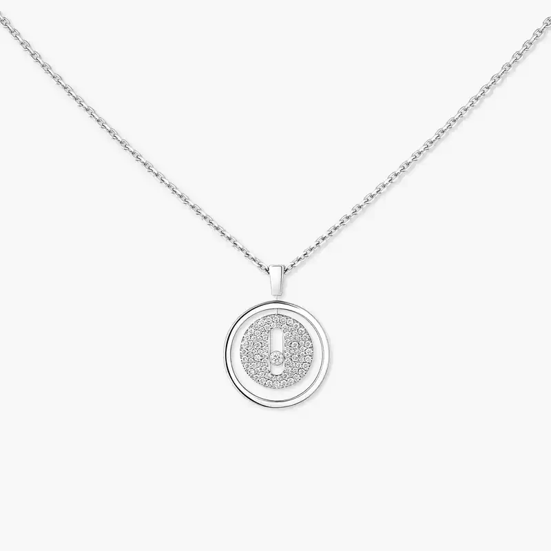 Lucky Move SM Pavé White Gold For Her Diamond Necklace 07397-WG