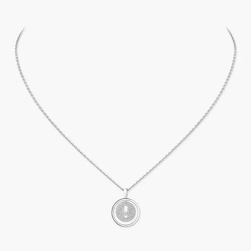 Lucky Move SM Pavé White Gold For Her Diamond Necklace 07397-WG