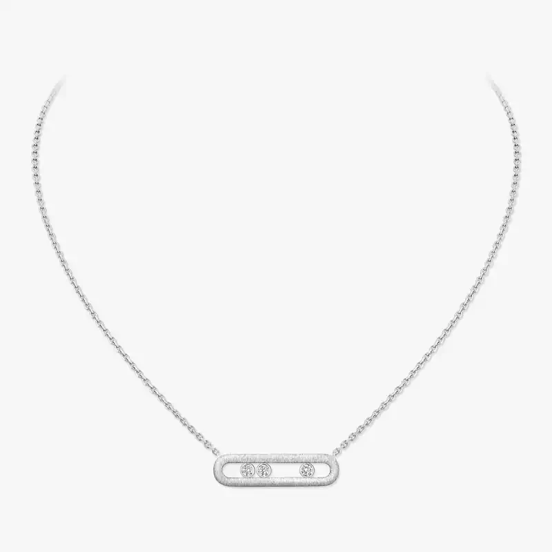 Collier Femme Or Blanc Diamant Move Classique Ciselé 14667-WG