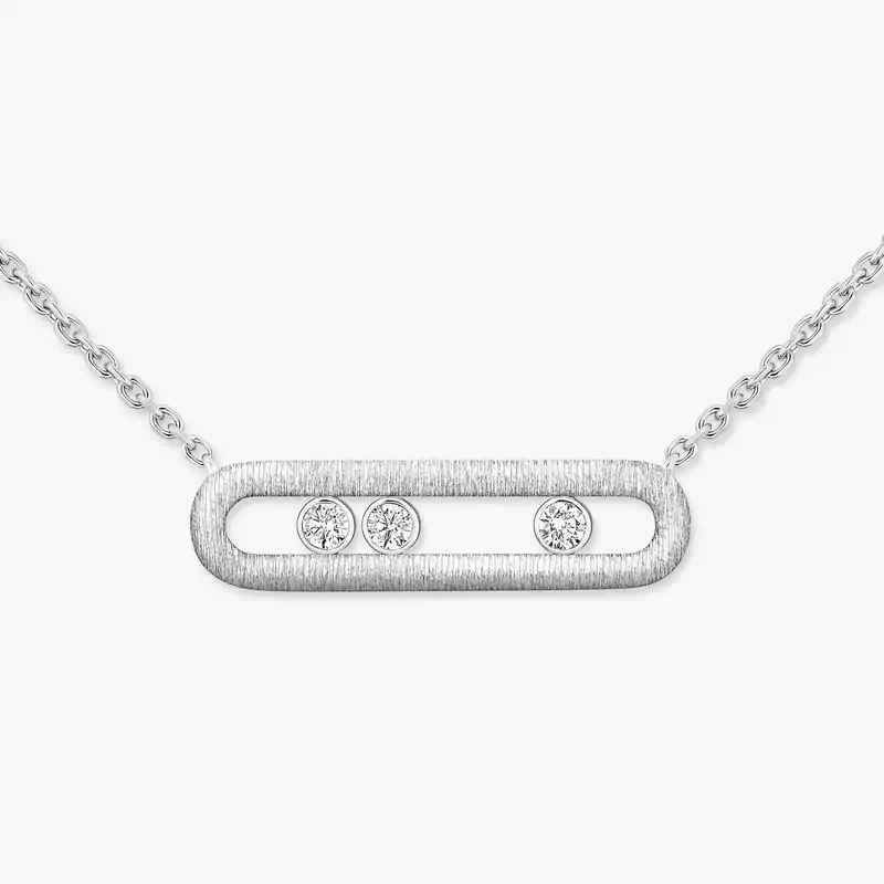 Collier Femme Or Blanc Diamant Move Classique Ciselé 14667-WG