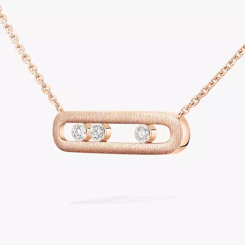Collier Femme Or Rose Diamant Move Classique Ciselé 14667-PG