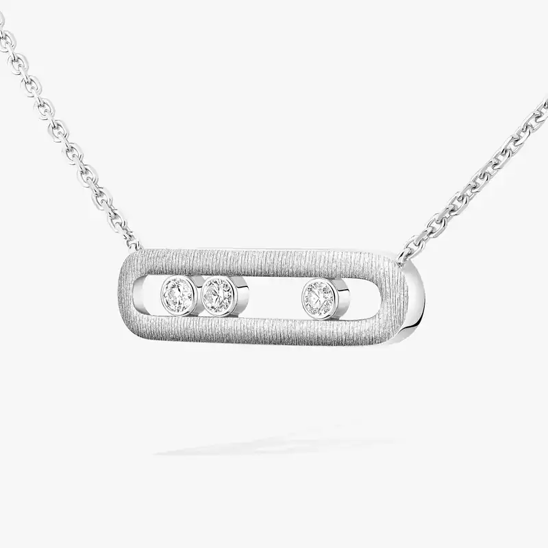 Collier Femme Or Blanc Diamant Move Classique Ciselé 14667-WG