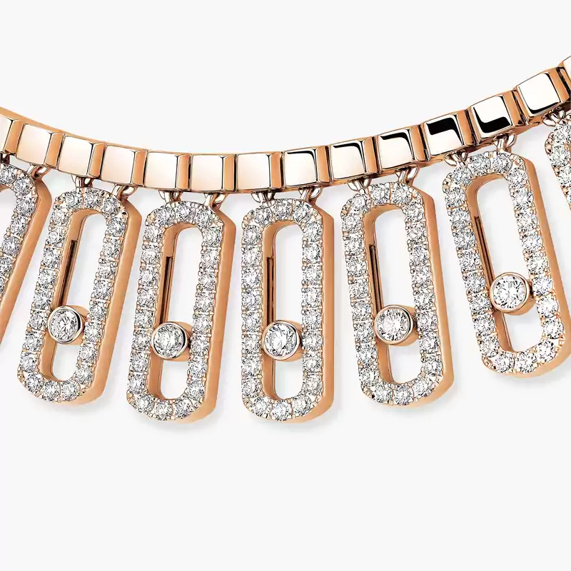 Collier Femme Or Rose Diamant Move Iconica Pavé 12699-PG