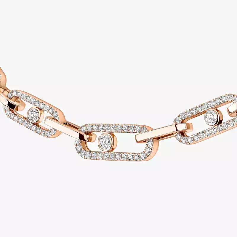 Move Link Pavé Pink Gold For Her Diamond Necklace 14042-PG