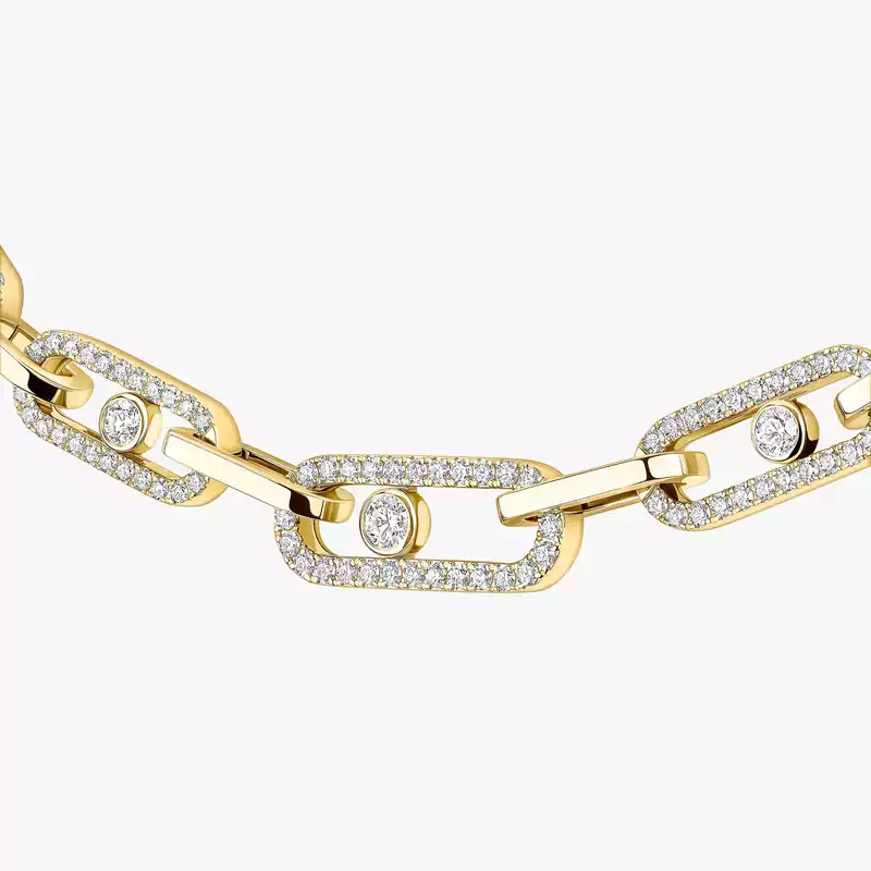 Move Link Pavé Yellow Gold For Her Diamond Necklace 14042-YG
