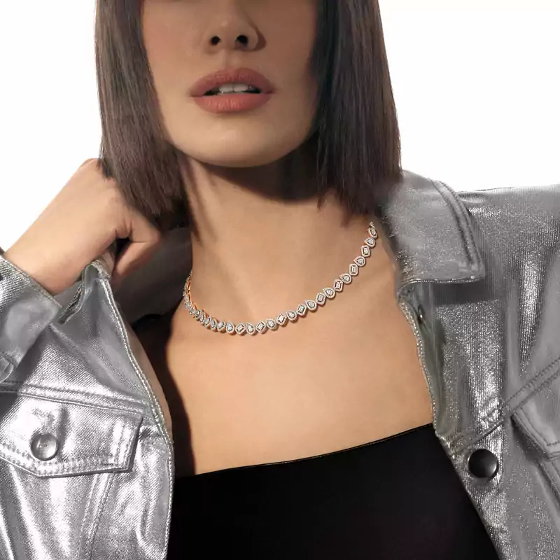 My Twin Rivière Pink Gold For Her Diamond Necklace 13677-PG