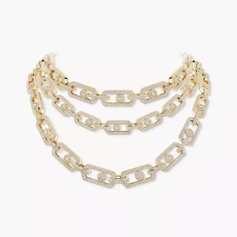 So Move 3-row Pavé Yellow Gold For Her Diamond Necklace 13751-YG