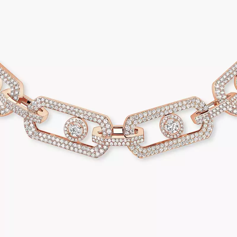 Collier Femme Or Rose Diamant So Move 3 rangs Pavé 13751-PG