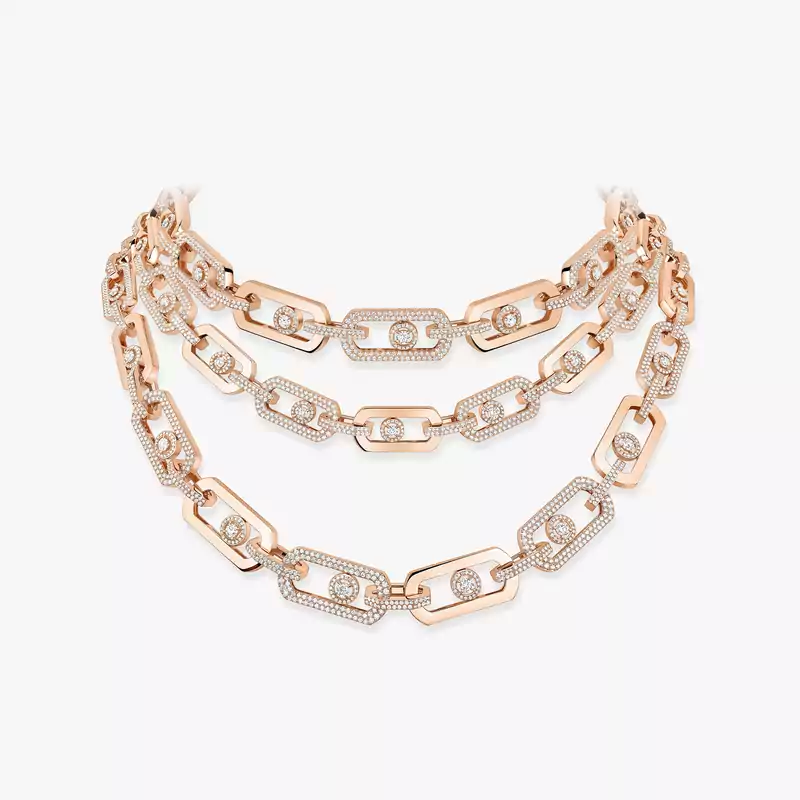 So Move 3-row Pink Gold For Her Diamond Necklace 14029-PG