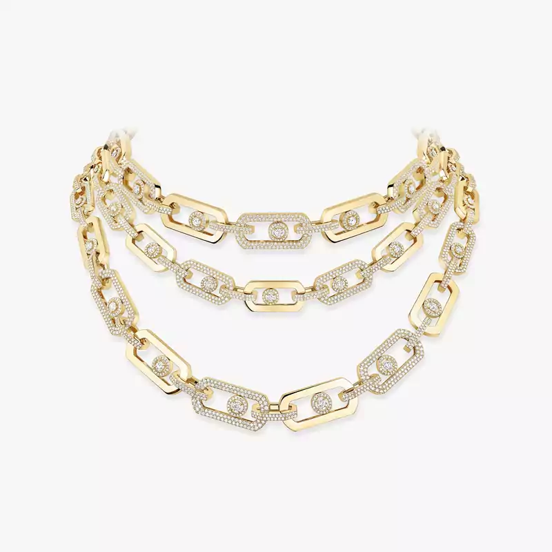 So Move 3-row Yellow Gold For Her Diamond Necklace 14029-YG