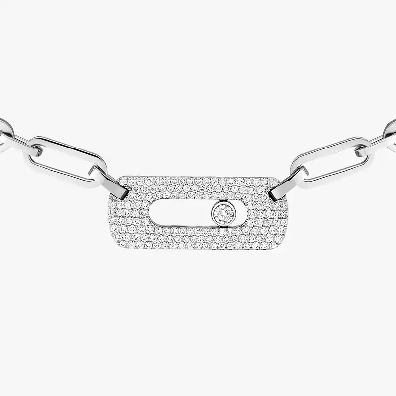 Collier Femme Or Blanc Diamant Collier Move Link 12095-WG