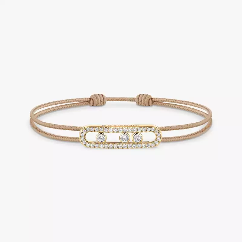 Messika CARE(S) Beige Pavé Cord Bracelet Yellow Gold For Her Diamond Bracelet 14102-YG