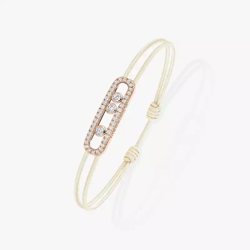 Messika CARE(S) Cream Cord Pavé Bracelet Pink Gold For Her Diamond Bracelet 14101-PG