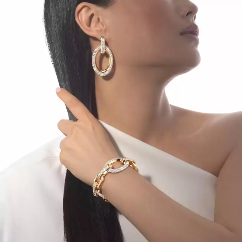 Boucles d'oreilles Femme Or Jaune Diamant Groove 13470-YG