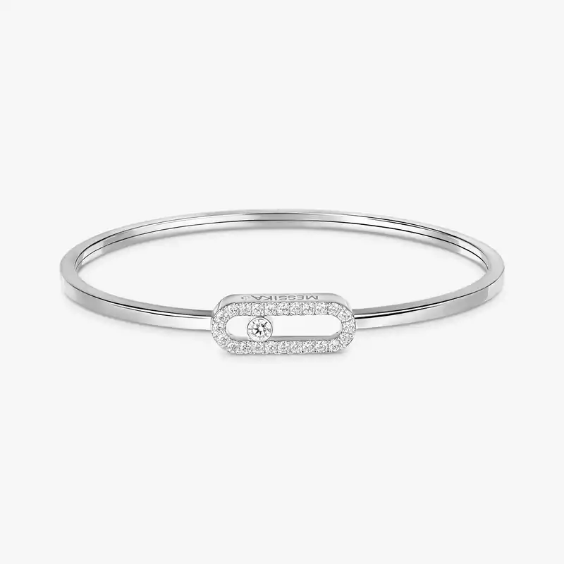 Bracelet For Her White Gold Diamond Jonc Flex Move Uno Pavé MM 12057-WG