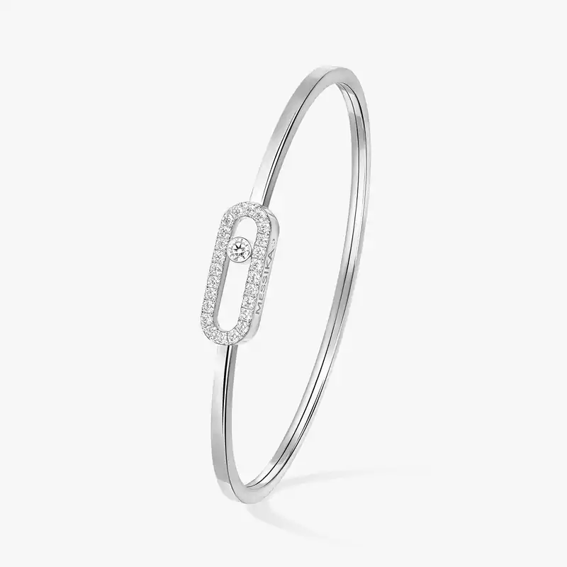 Bracelet For Her White Gold Diamond Jonc Flex Move Uno Pavé MM 12057-WG